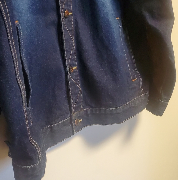 Mens Godbody Denim and Faux Suede Patch Tucker Denim Jacket XXL - Picture 4 of 9